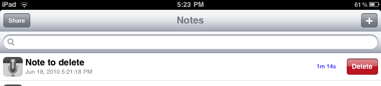 Delete notes in AudioNote