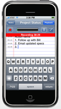 Recording meeting notes using AudioNote for the iPhone