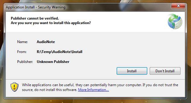 App Install - Security Warning